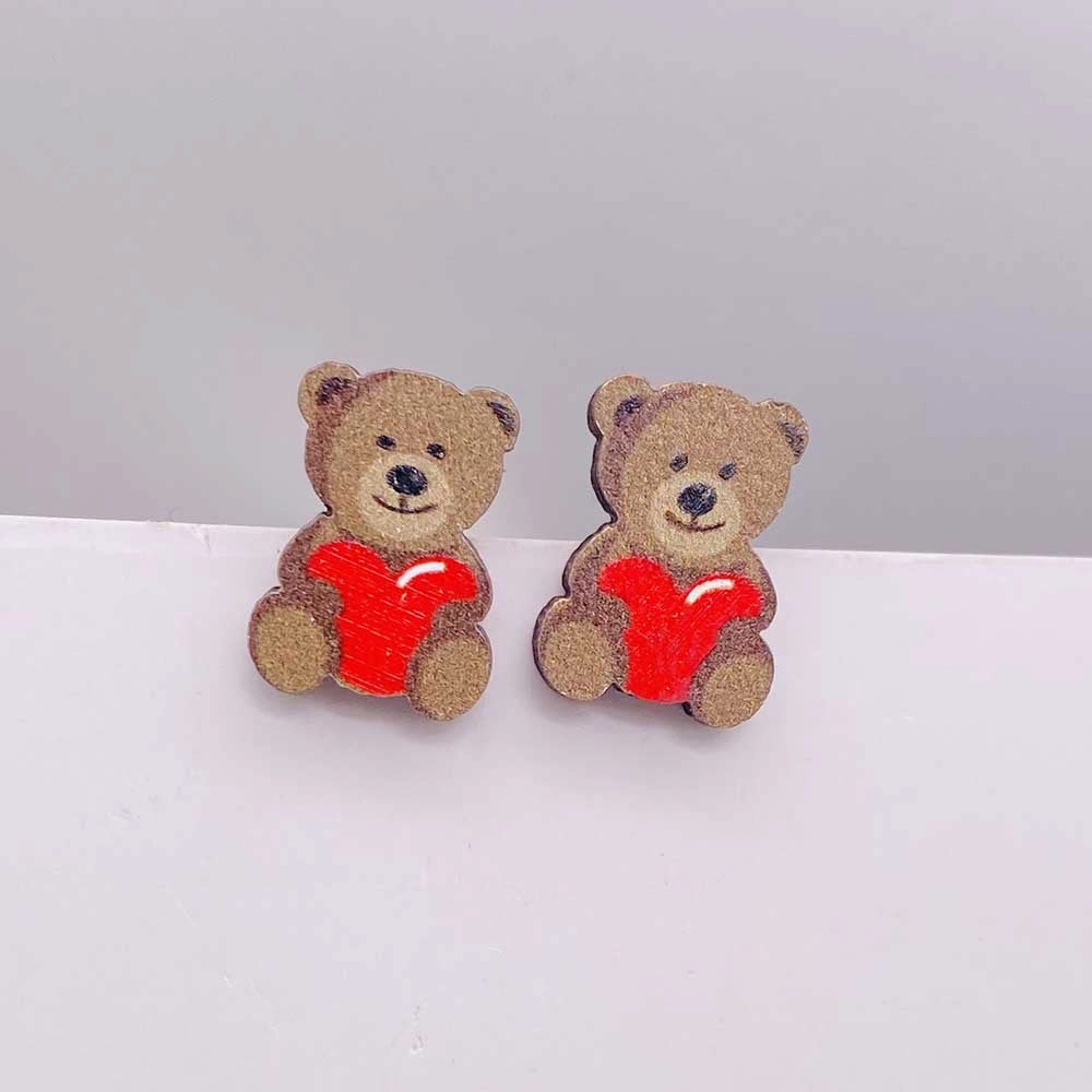 Wholesale Valentine's Day Pink Envelope Dwarf Rose Wooden Earrings