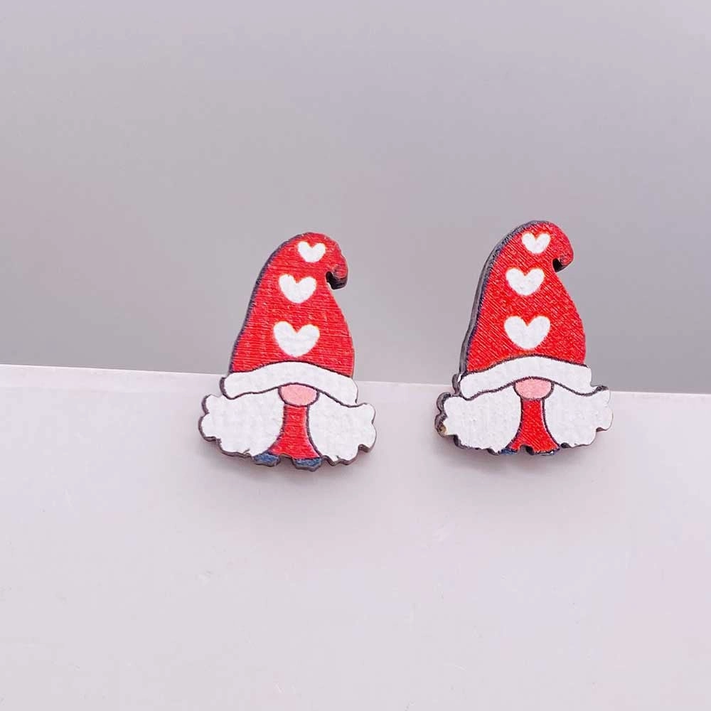 Wholesale Valentine's Day Pink Envelope Dwarf Rose Wooden Earrings