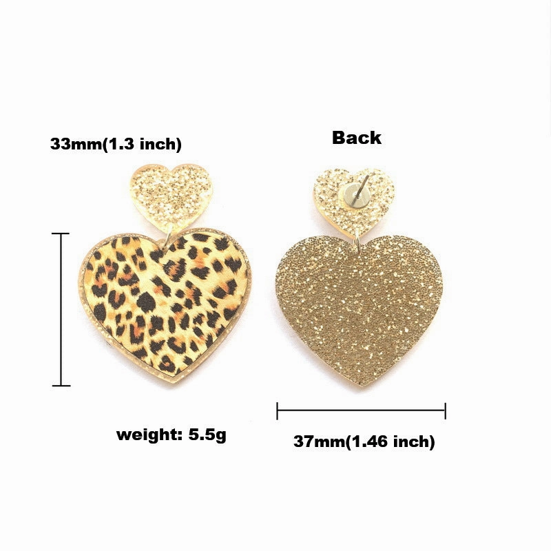 Wholesale Valentine's Day Pink Leopard Glitter Love Boots Rainbow Earrings