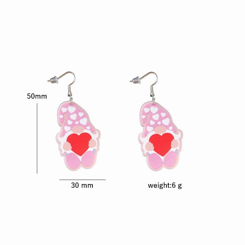 Wholesale Valentine's Day Pink Leopard Glitter Love Boots Rainbow Earrings