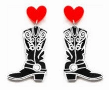 Wholesale Valentine's Day Pink Leopard Glitter Love Boots Rainbow Earrings