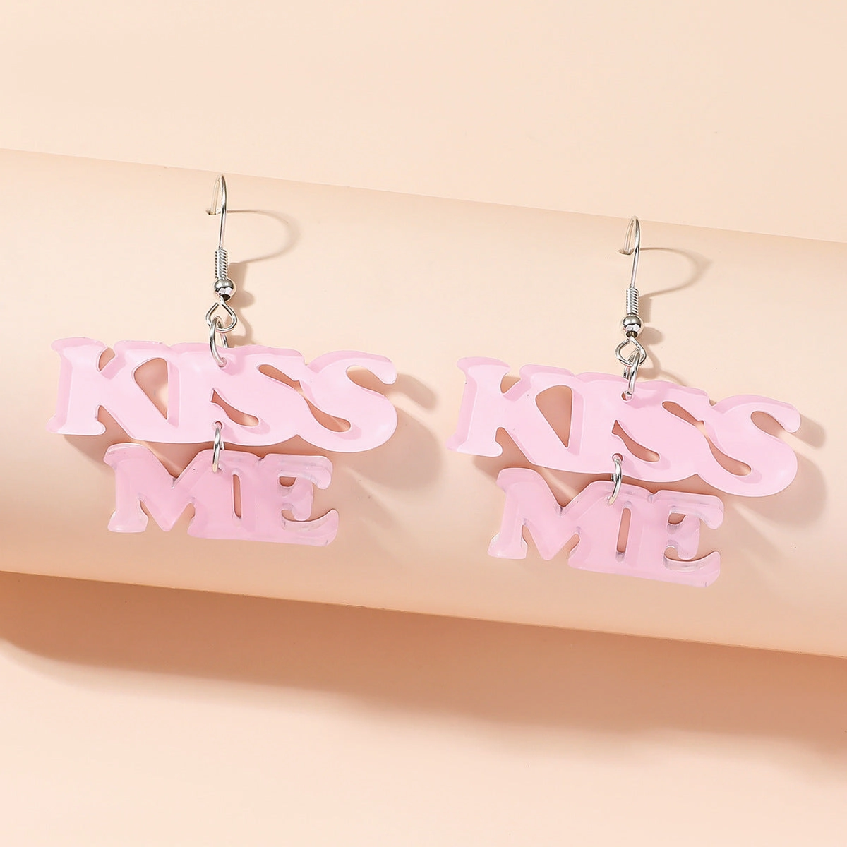Wholesale Valentine's Day Pink Letter KISS ME Acrylic Earrings