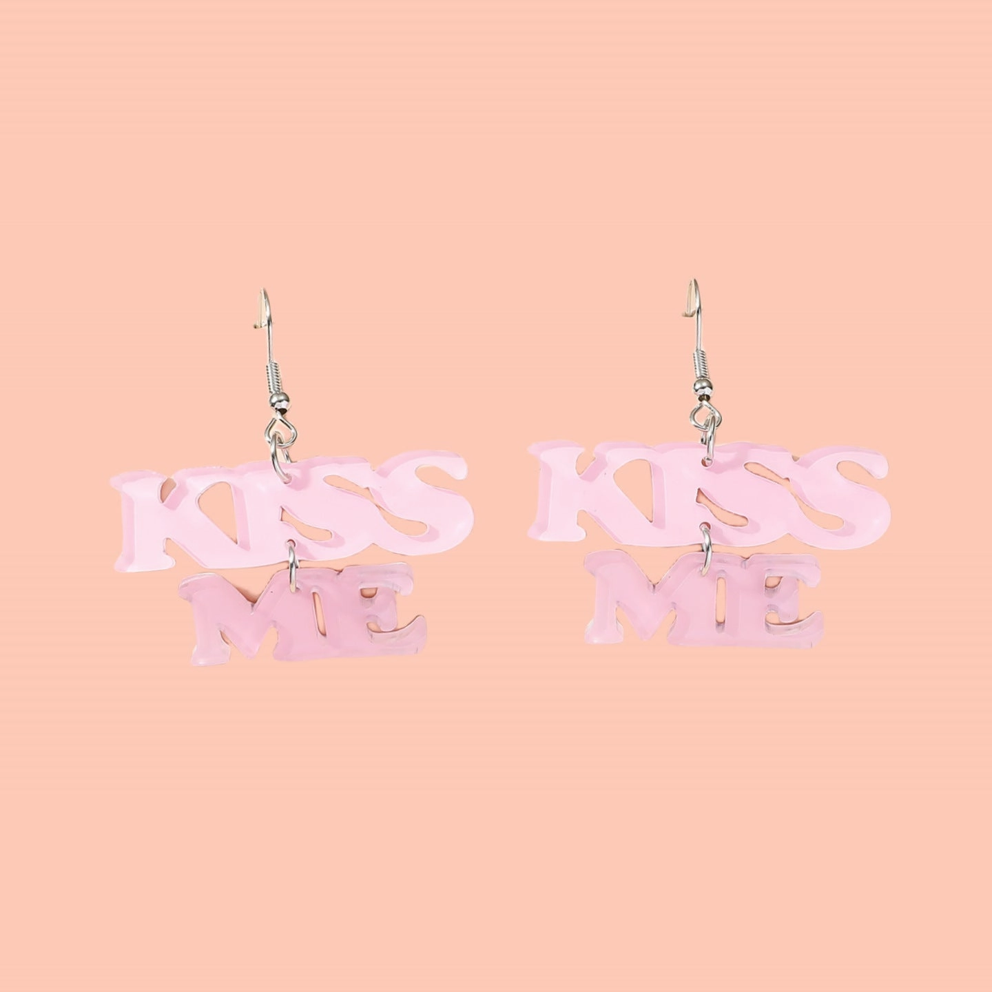 Wholesale Valentine's Day Pink Letter KISS ME Acrylic Earrings
