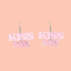 Wholesale Valentine's Day Pink Letter KISS ME Acrylic Earrings