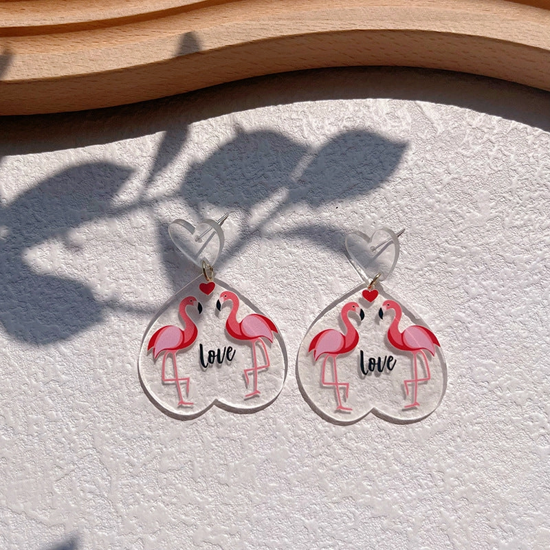 Wholesale Valentine's Day Pink Love Acrylic Earrings