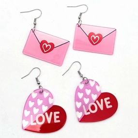 Wholesale Valentine's Day Pink Love Envelope Acrylic Earrings