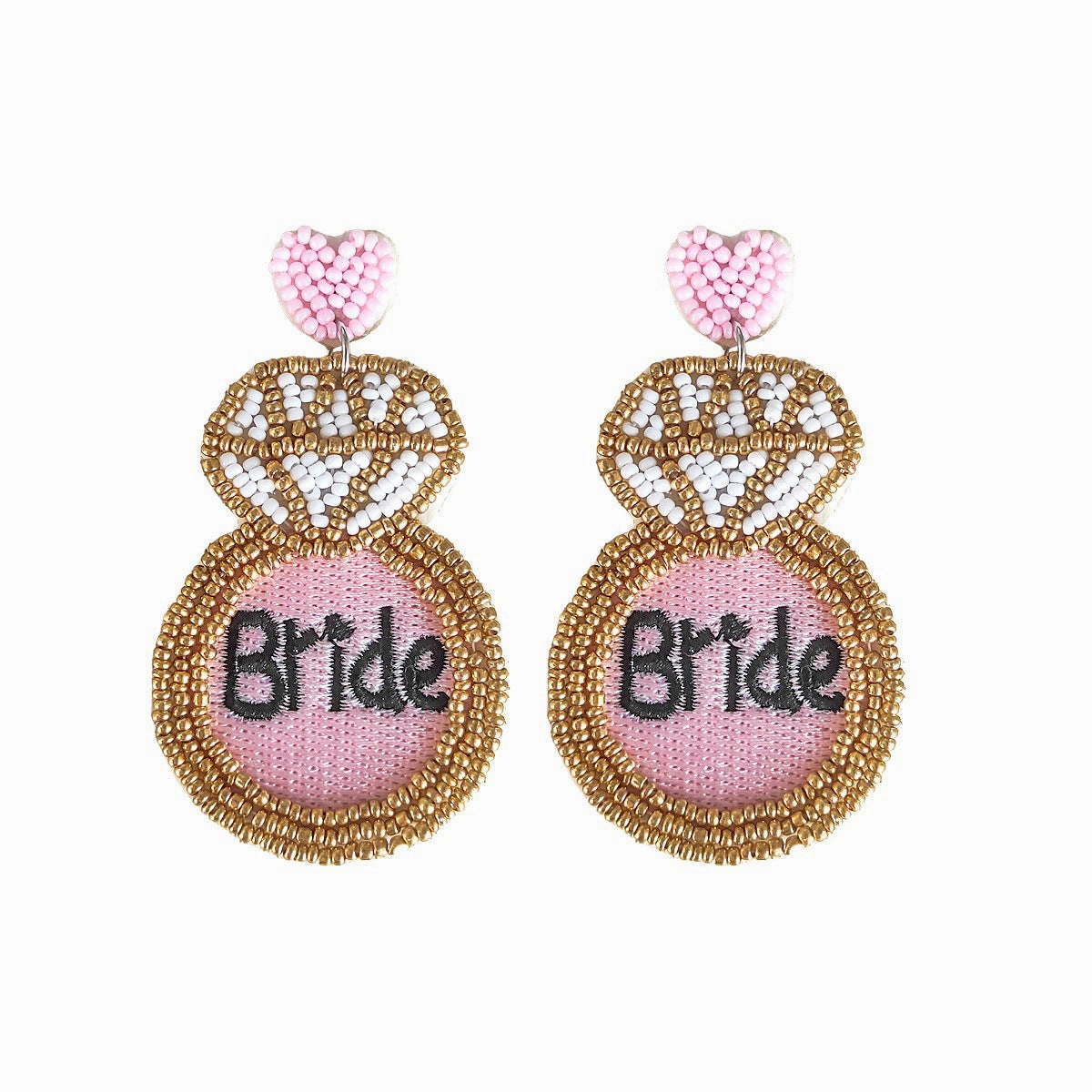 Wholesale Valentine's Day Pink Rice Pearl Knitted Love LOVE Earrings