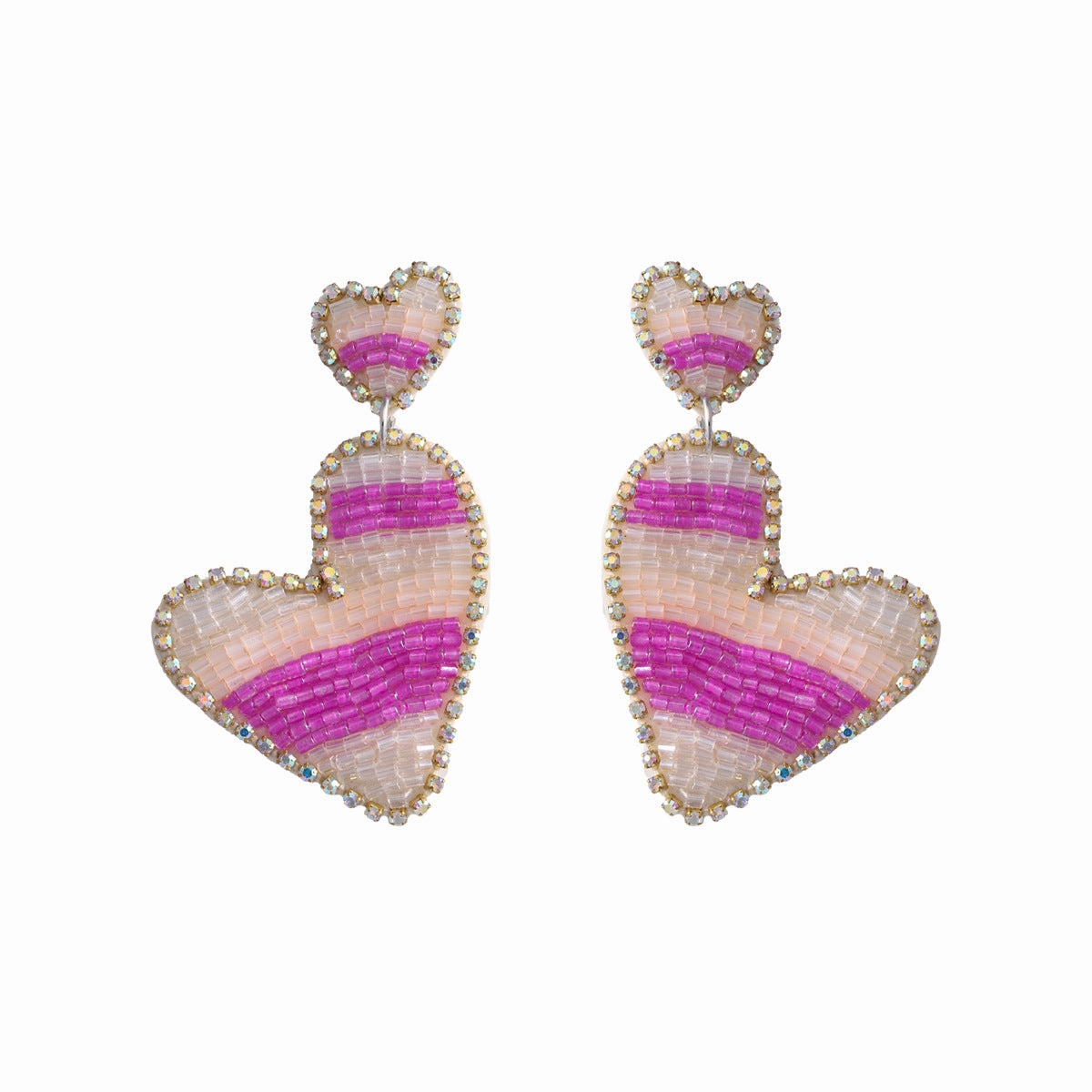 Wholesale Valentine's Day Pink Rice Pearl Knitted Love LOVE Earrings