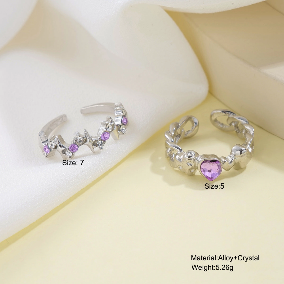 Wholesale Valentine's Day Purple Diamond Love Opening Alloy Ring
