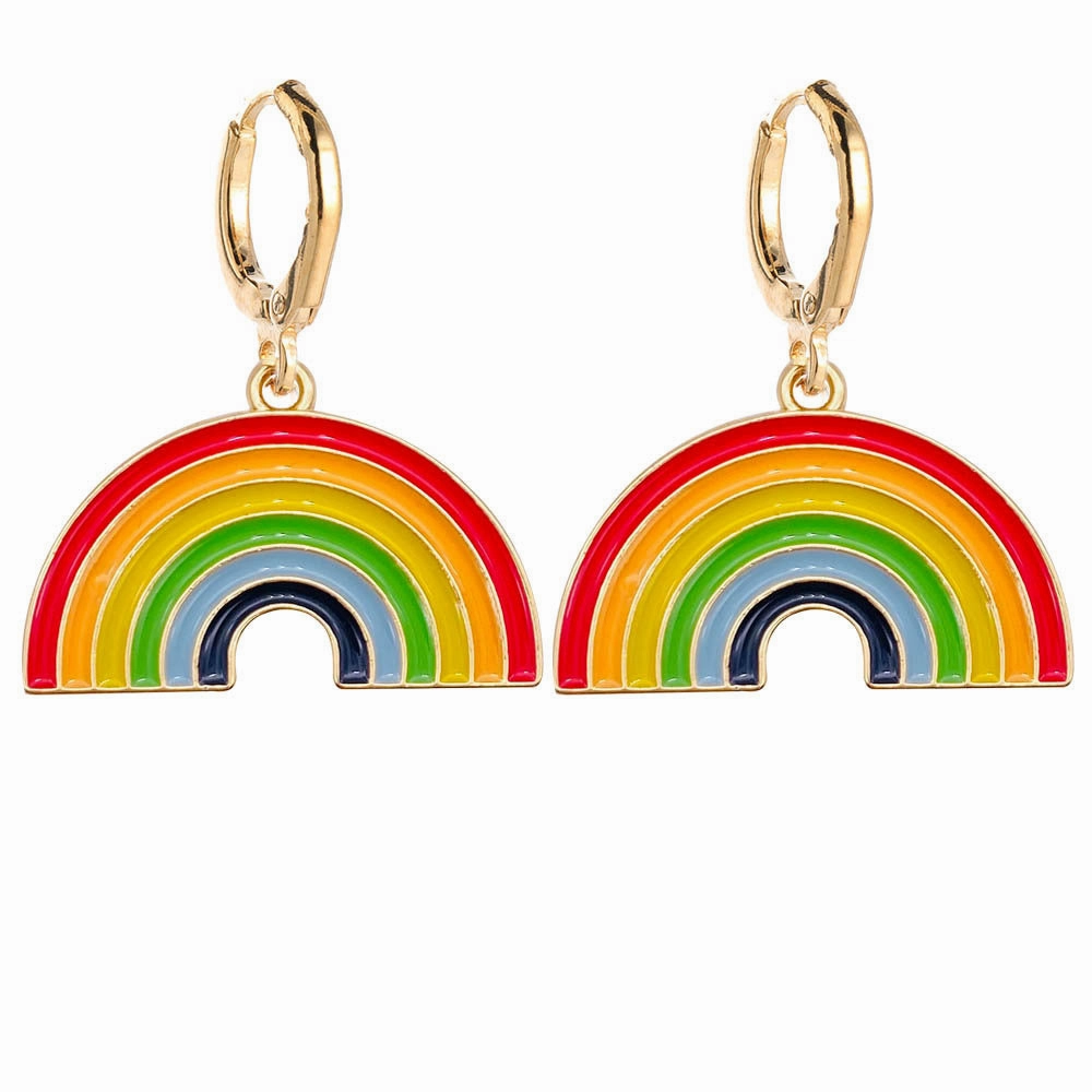 Wholesale Valentine's Day Rainbow Heart Alloy Earrings