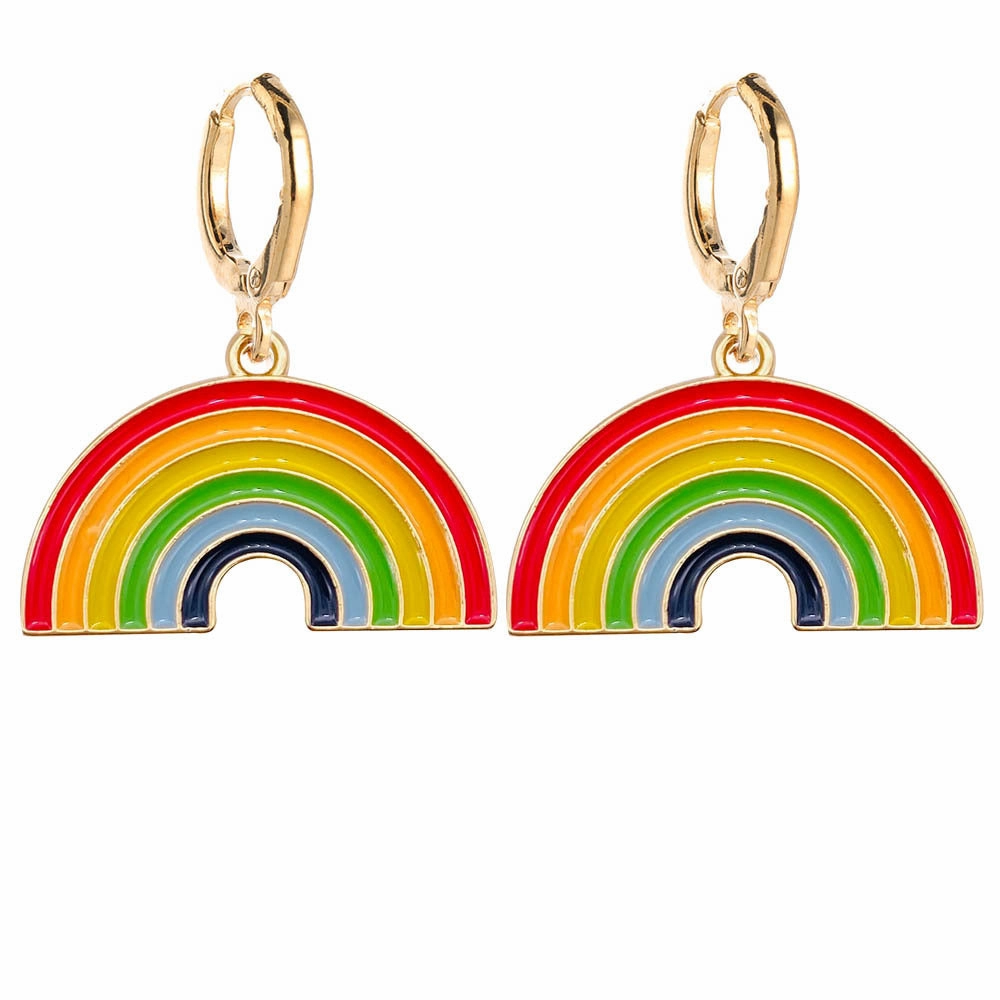 Wholesale Valentine's Day Rainbow Heart Alloy Earrings
