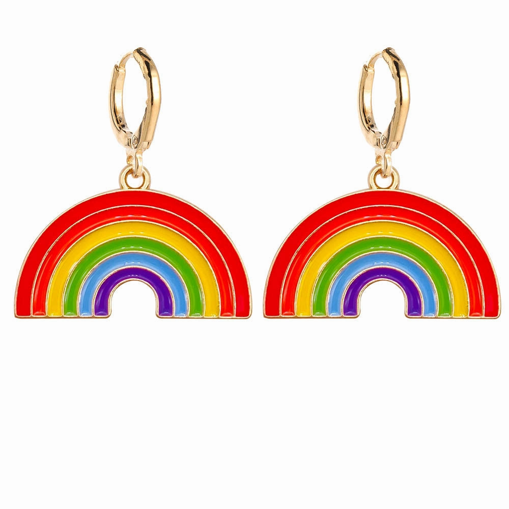 Wholesale Valentine's Day Rainbow Heart Alloy Earrings