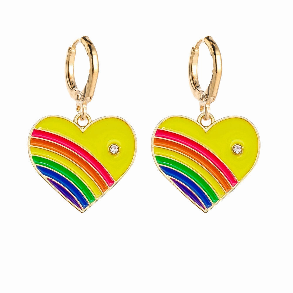 Wholesale Valentine's Day Rainbow Heart Alloy Earrings