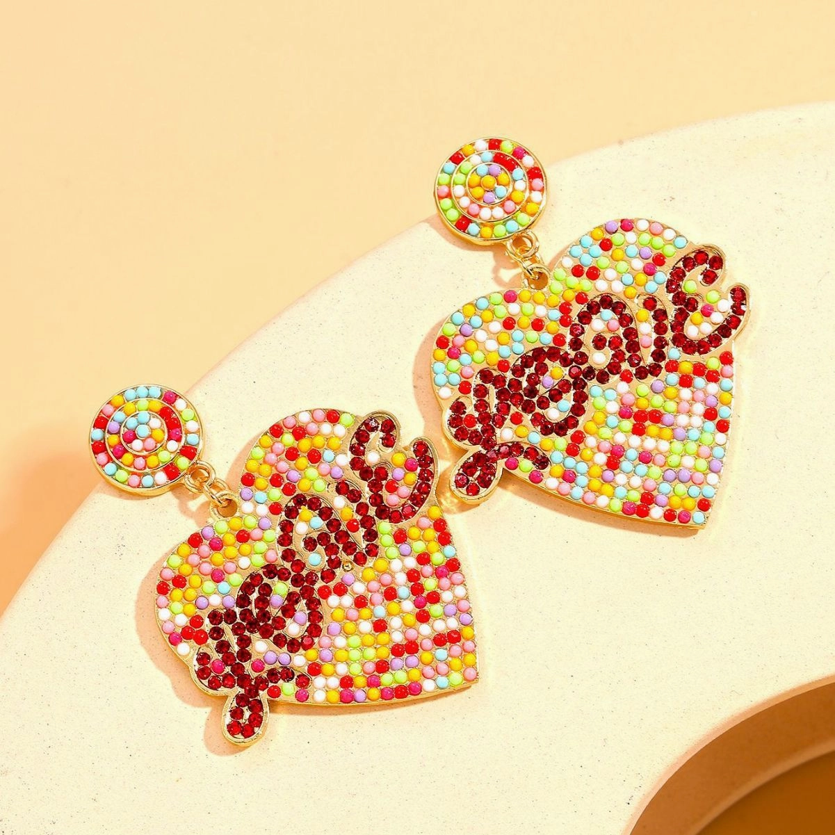 Wholesale Valentine's Day Rice Pearl Love Earrings