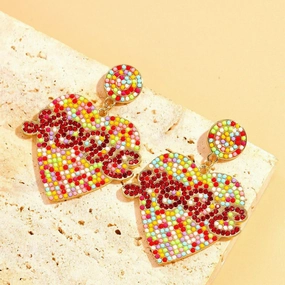 Wholesale Valentine's Day Rice Pearl Love Earrings