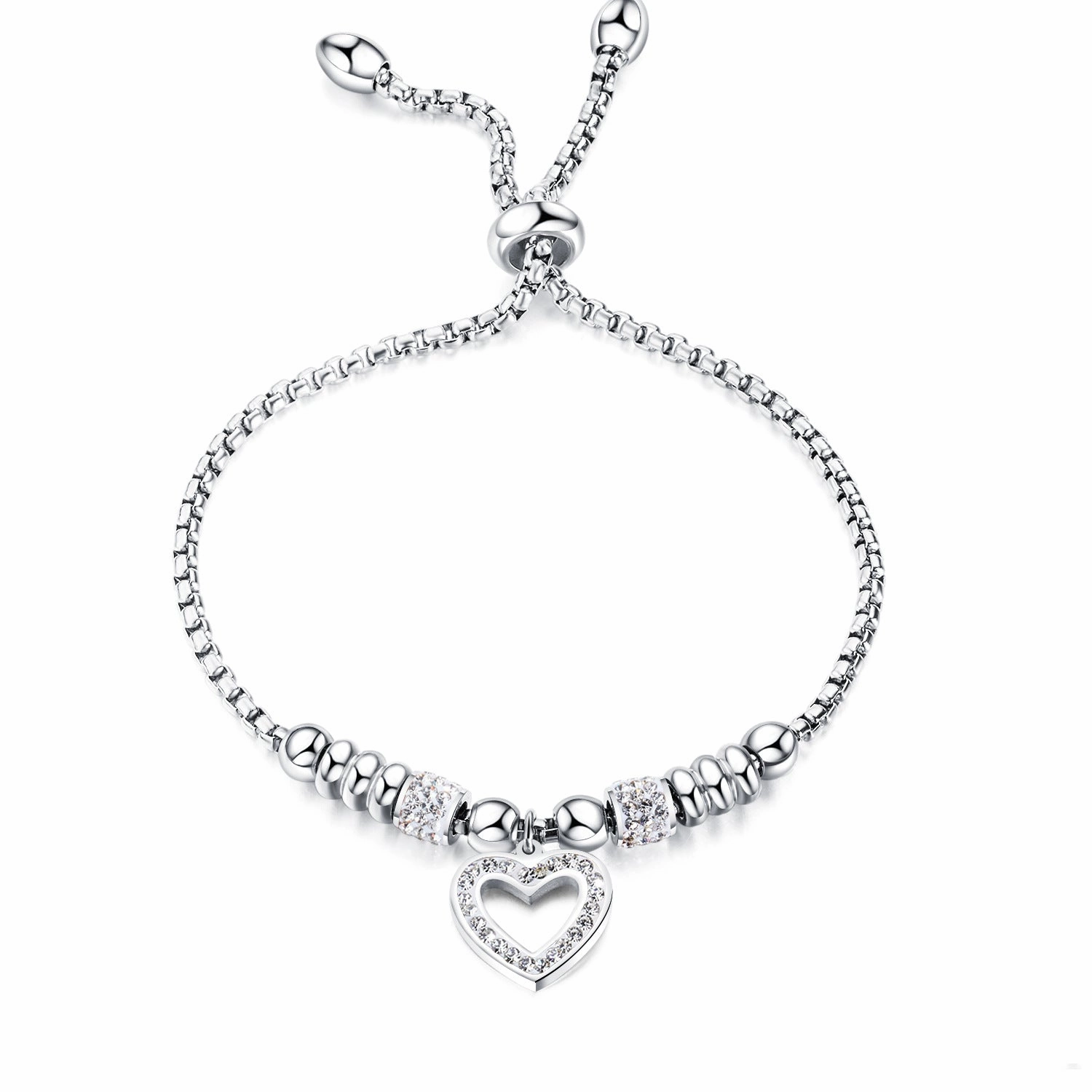 Wholesale Valentine's Day Rose Gold Plated Titanium Steel Love Zircon Bracelet