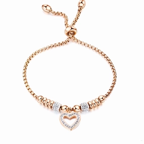 Wholesale Valentine's Day Rose Gold Plated Titanium Steel Love Zircon Bracelet