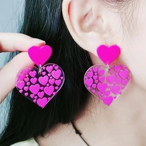 Wholesale Valentine's Day Rose Red Heart Stud Earrings