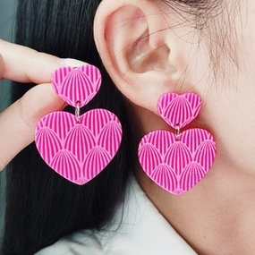 Wholesale Valentine's Day Rose Red Shell Pattern Love Acrylic Earrings