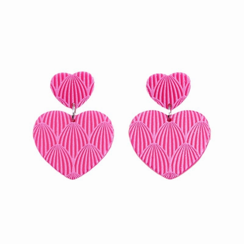 Wholesale Valentine's Day Rose Red Shell Pattern Love Acrylic Earrings