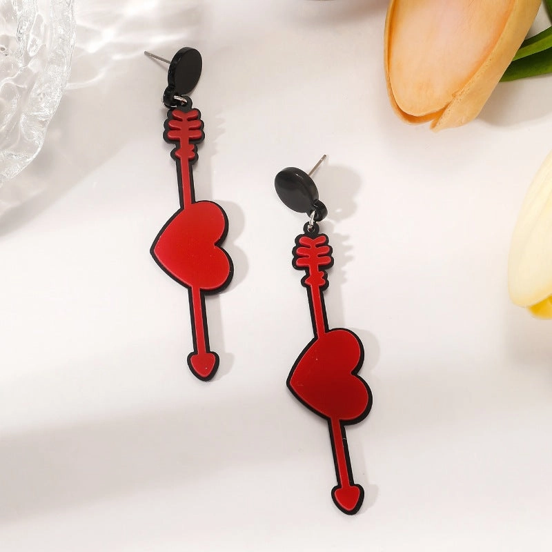 Wholesale Valentine's Day Series Heart Long Acrylic Earrings