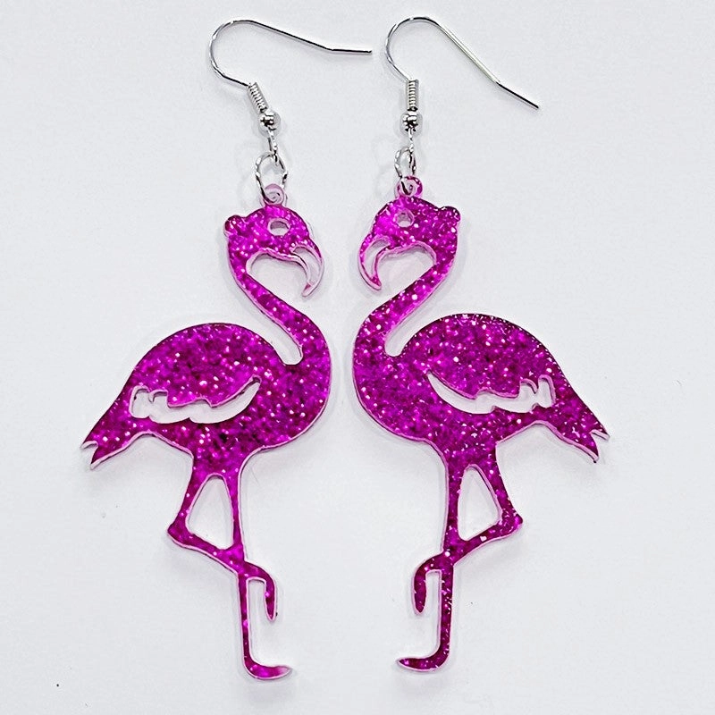 Wholesale Valentine's Day Sparkling Pink Butterfly Love Acrylic Earrings