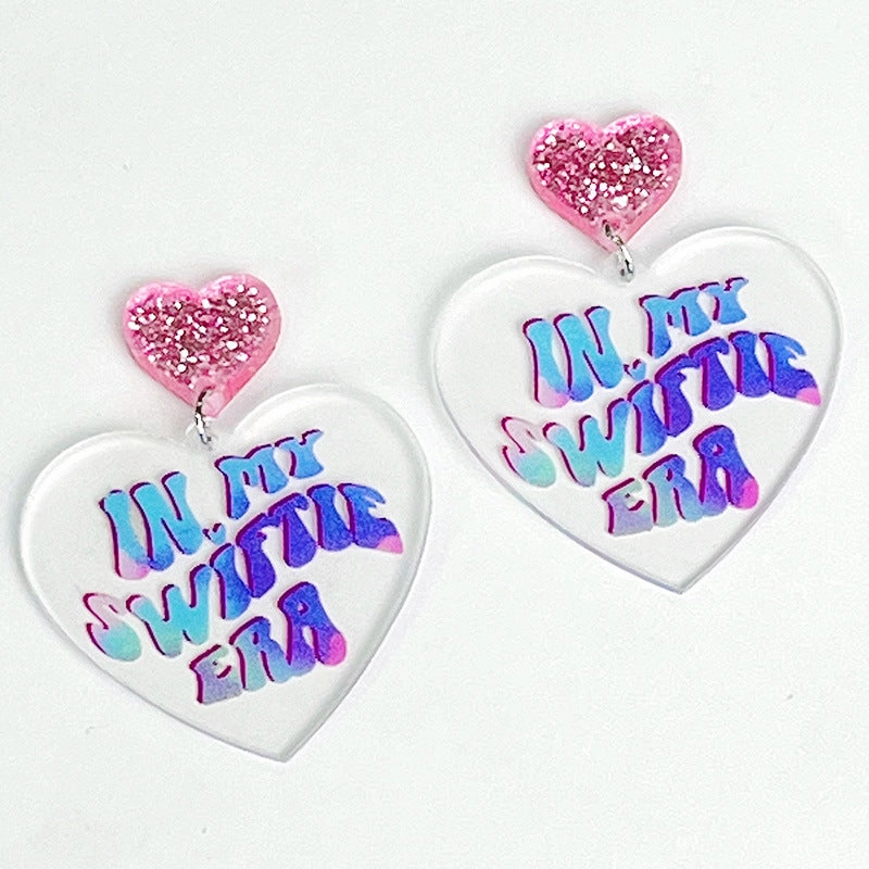 Wholesale Valentine's Day Sparkling Pink Butterfly Love Acrylic Earrings