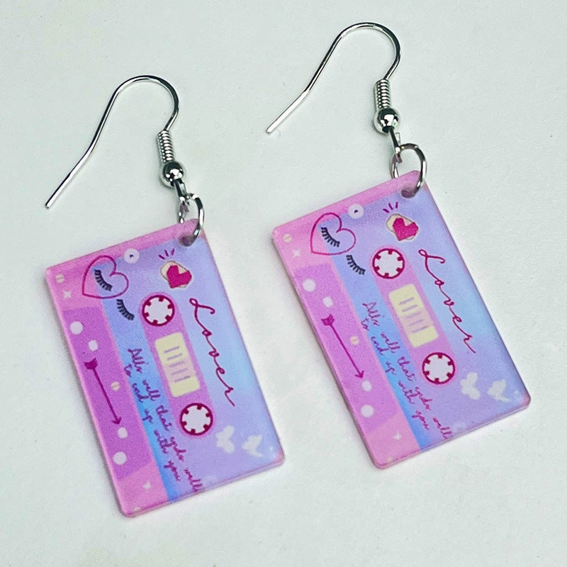 Wholesale Valentine's Day Sparkling Pink Butterfly Love Acrylic Earrings