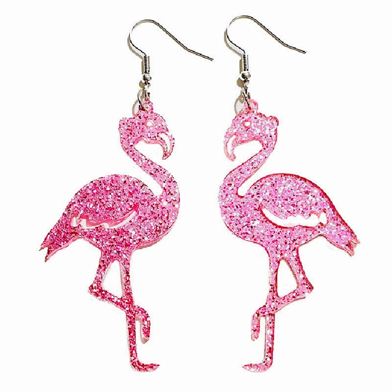 Wholesale Valentine's Day Sparkling Pink Butterfly Love Acrylic Earrings