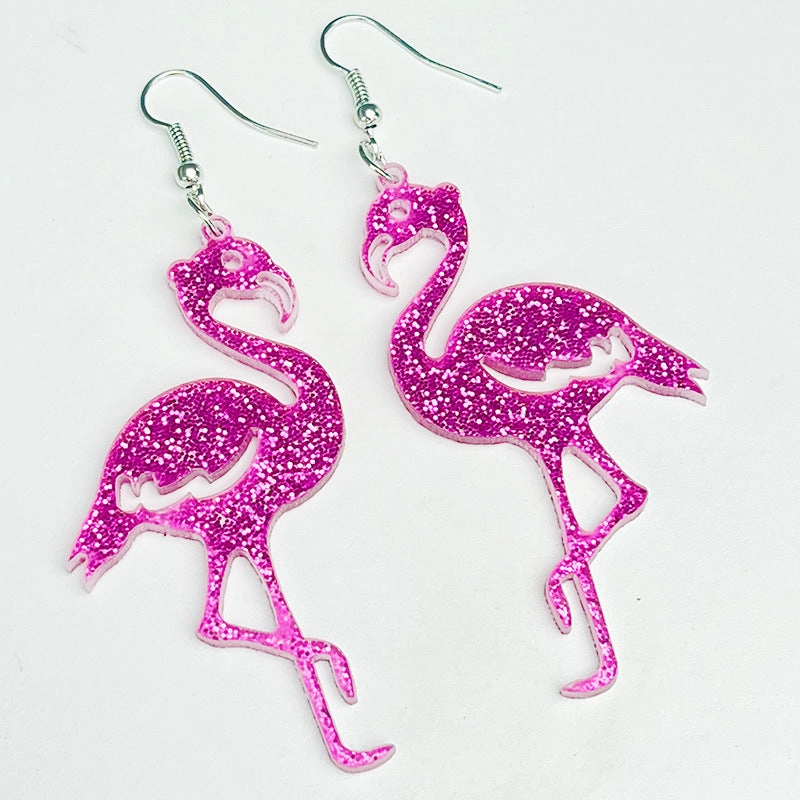 Wholesale Valentine's Day Sparkling Pink Butterfly Love Acrylic Earrings