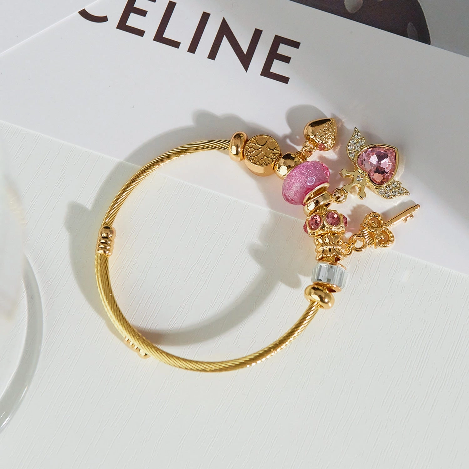 Wholesale Valentine's Day Stainless Steel Angel Wings Love Bracelet