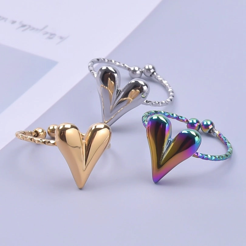 Wholesale Valentine's Day Stainless Steel Heart Opening Rings