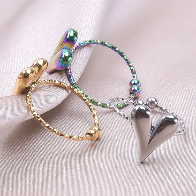 Wholesale Valentine's Day Stainless Steel Heart Opening Rings
