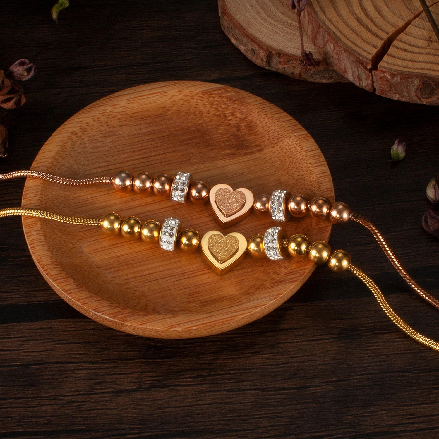 Wholesale Valentine's Day Stainless Steel Zircon Three-dimensional Frosted Love Bracelet