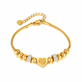Wholesale Valentine's Day Stainless Steel Zircon Three-dimensional Frosted Love Bracelet