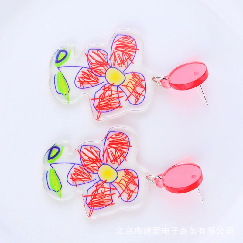 Wholesale Valentine's Day Sunflower Acrylic Earrings