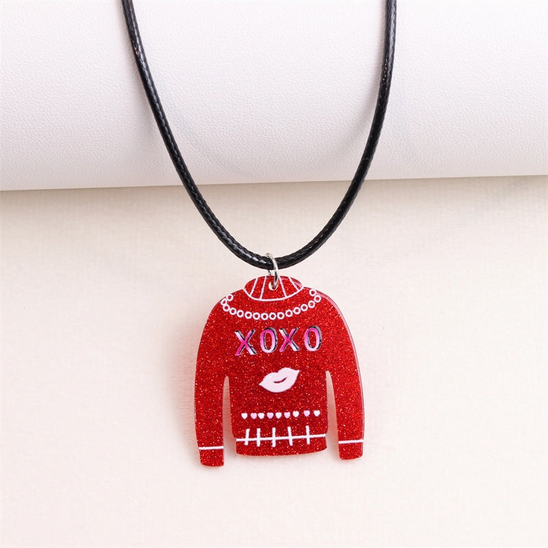 Wholesale Valentine's Day Sweater Hat Acrylic Necklace