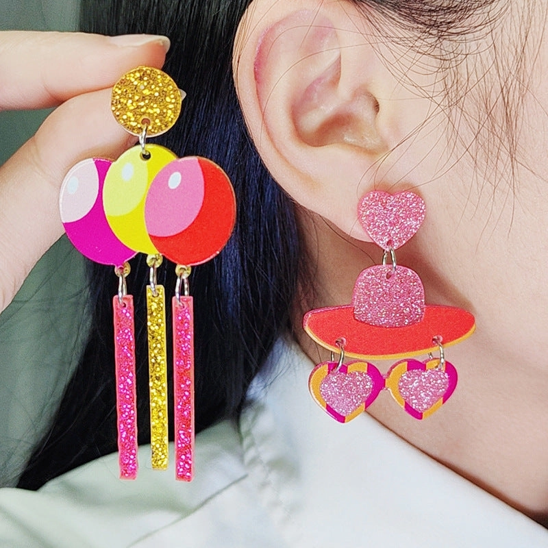 Wholesale Valentine's Day Tassel Balloon Love Acrylic Print Simple Fashion Earrings