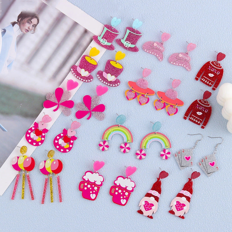 Wholesale Valentine's Day Tassel Balloon Love Acrylic Print Simple Fashion Earrings