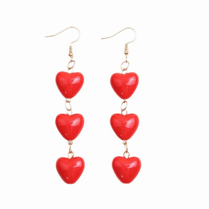 Wholesale Valentine's Day Three-piece Heart Simple Sweet Acrylic Personality Earrings