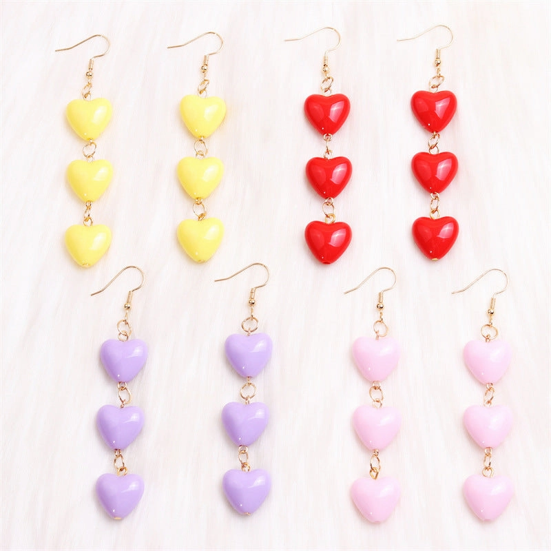 Wholesale Valentine's Day Three-piece Heart Simple Sweet Acrylic Personality Earrings