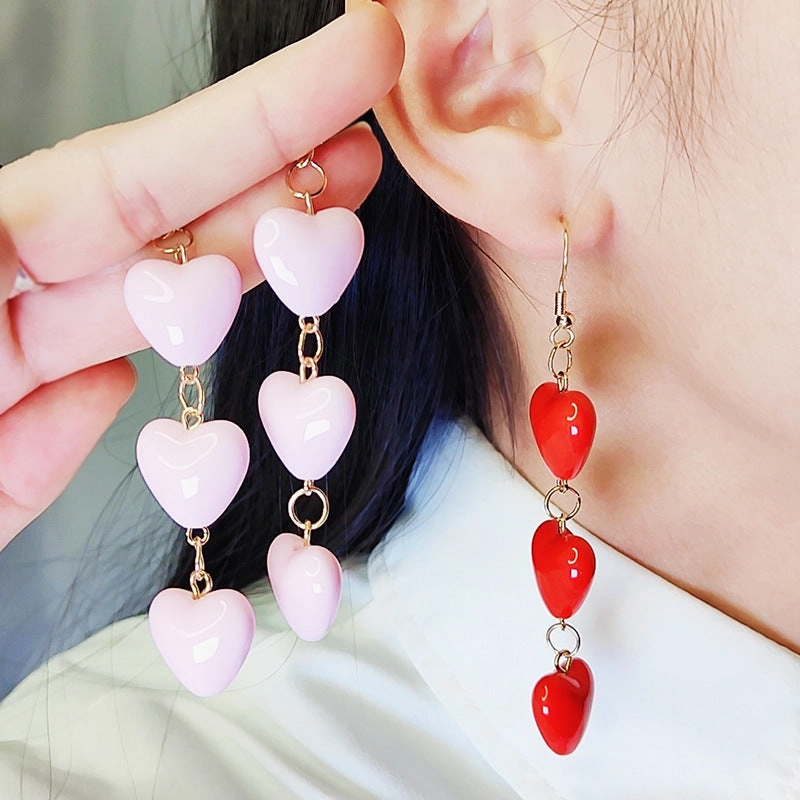 Wholesale Valentine's Day Three-piece Heart Simple Sweet Acrylic Personality Earrings