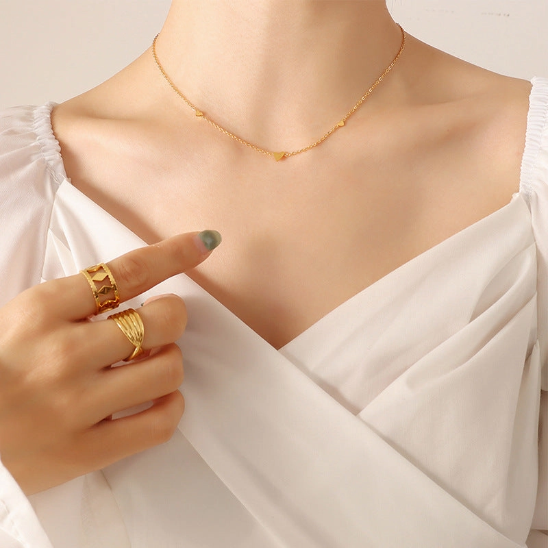 Wholesale Valentine's Day Titanium Steel 18k Gold Little Love Necklace