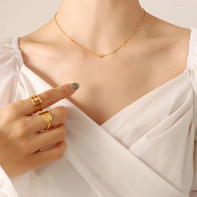 Wholesale Valentine's Day Titanium Steel 18k Gold Little Love Necklace