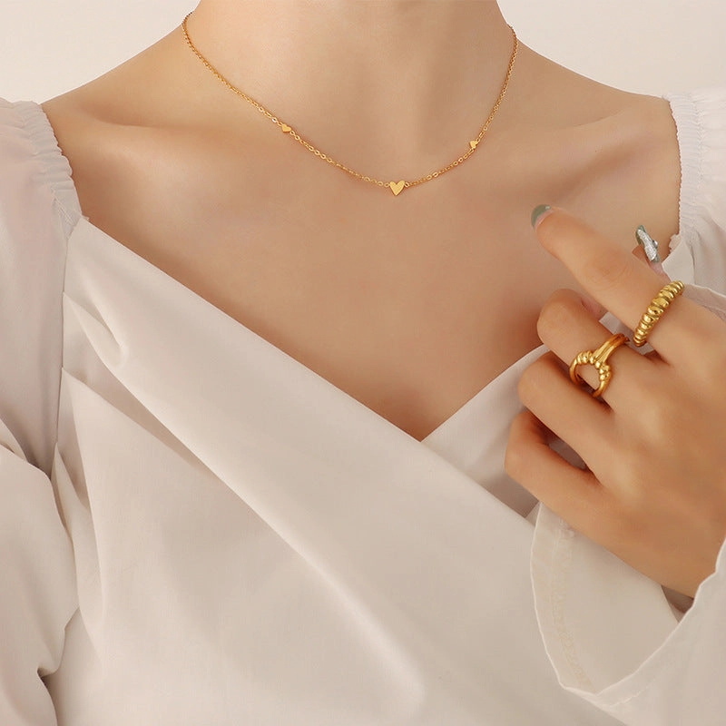 Wholesale Valentine's Day Titanium Steel 18k Gold Little Love Necklace