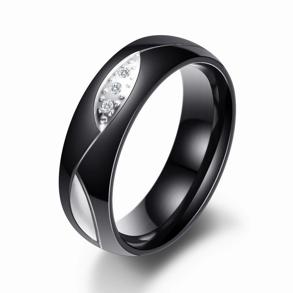 Wholesale Valentine's Day Titanium Steel Micro Inlaid Leaf Rings