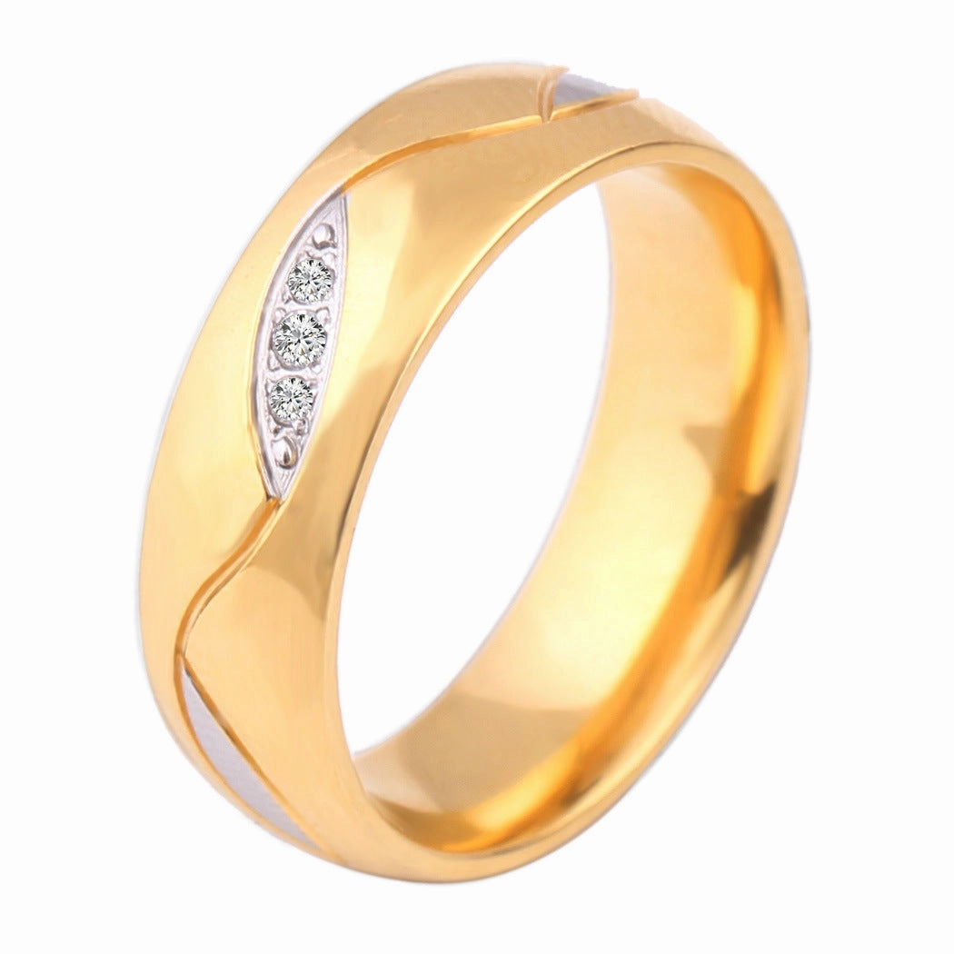 Wholesale Valentine's Day Titanium Steel Micro Inlaid Leaf Rings