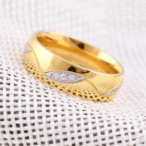 Wholesale Valentine's Day Titanium Steel Micro Inlaid Leaf Rings