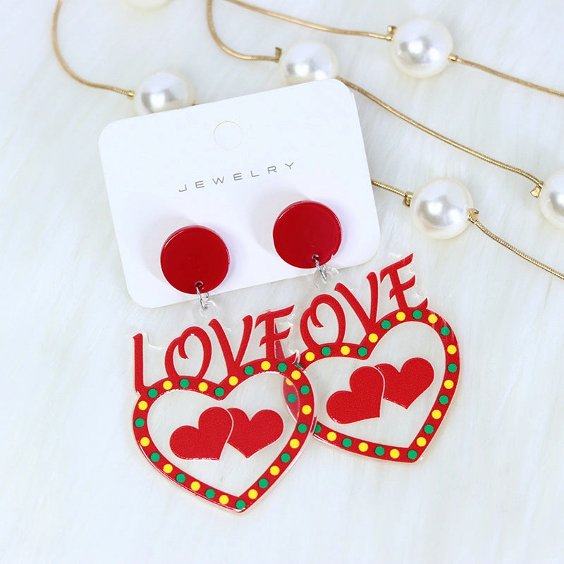 Wholesale Valentine's Day Transparent Color Love Letter Butterfly Fishbone Acrylic Earrings
