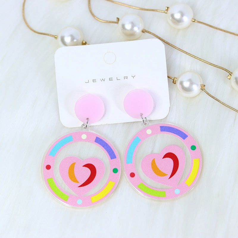 Wholesale Valentine's Day Transparent Color Love Letter Butterfly Fishbone Acrylic Earrings